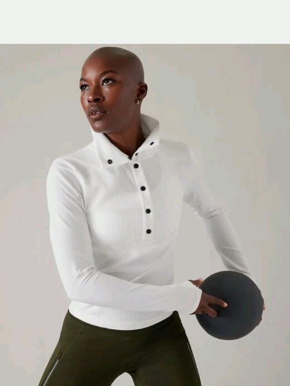 Athleta Flurry Seamless Henley White Sz S